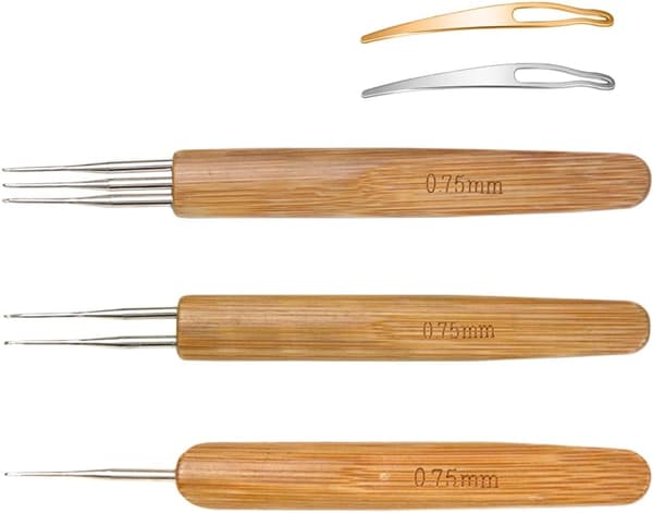 5-pack Dreadlock Virkningskrok-set, Flätat Hår Dreadlocks Nål Vävning Virkning för Flätat Hantverk (0,75 mm) 0.75mm