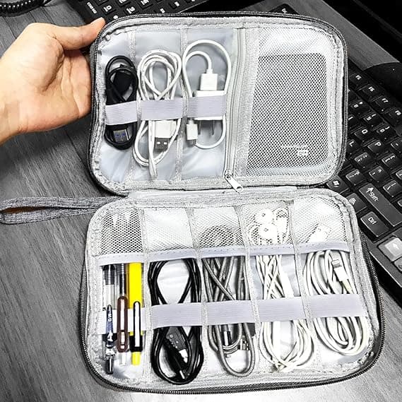 Elektronisk tilbehør Organizer Bag, Reisekabel Organizer Bag, Universal Bære Reise Gadget Bag for USB-kabel, Lader Harddisk grey
