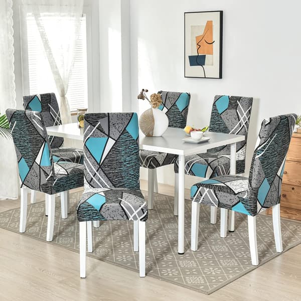 Stolsöverdrag Set om 6 Stretch Moderna Stolsöverdrag för Matrum Köks Bröllop Fest Tvättsbart Stolskydd (6 st)