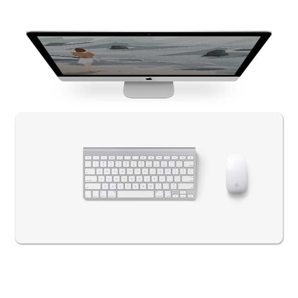 Skrivbordsunderlägg 80x40cm Läder Vit vit white