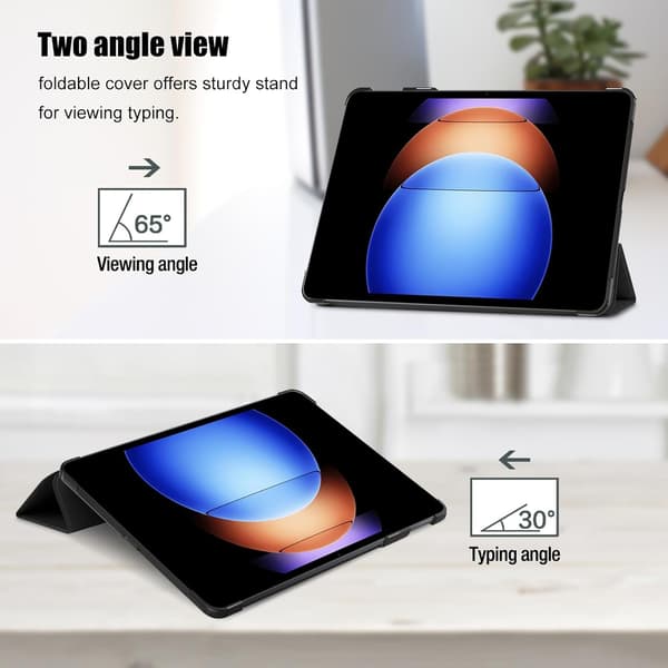 Xiaomi Pad 6S Pro 12.4\", Slankt Cover Stativ Hårdt Shell Case – Sort