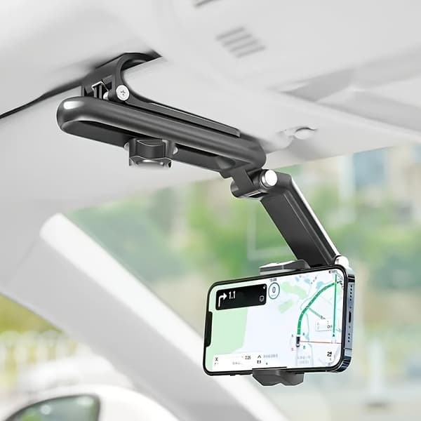 Multifunktionel mobiltelefonholder med 360° rotation – Til solskærm, bord