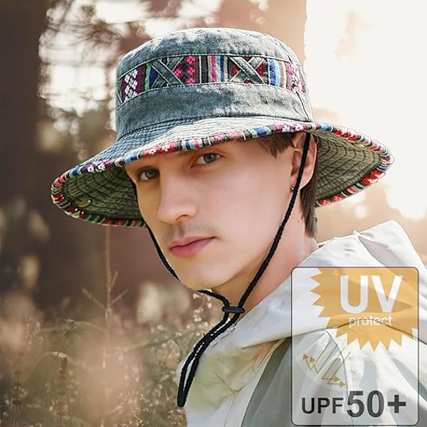 Solhattar för män UV-skydd Sommar Strandhatt Bomull Boonie Hatt Safari Hatt Bred Brätte Vikbar Fiske Trädgård Vandring Hatt Dark grey