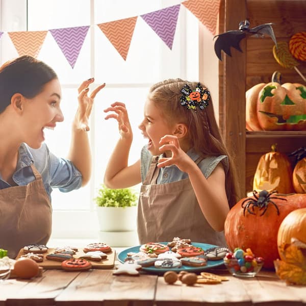 Hårspenner med grosgrain-sløyfer til Halloween, hårtilbehør til jentefest