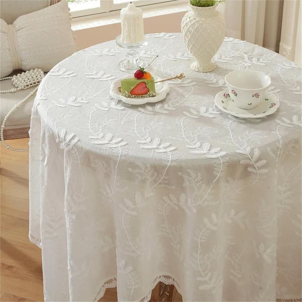 90*90cm 1 stk blonde duk hvit brodert med rysjer festdekorasjoner 90*90cm