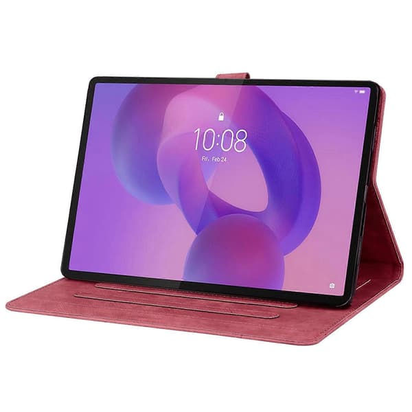 Etui til Lenovo Tab K10C/Tab E10C med kortlommer, læder tablet stander folio cover blomst kat