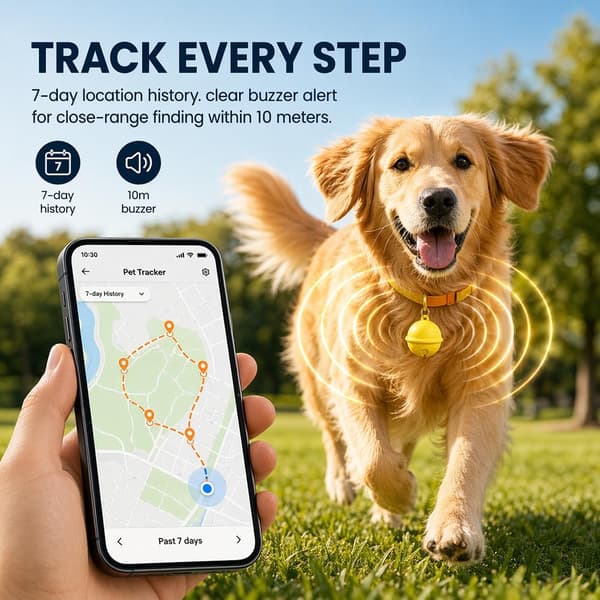 Kat Tracker Halsbånd Anti-tabt GPS Tracker kompatibel med iOS og Android
