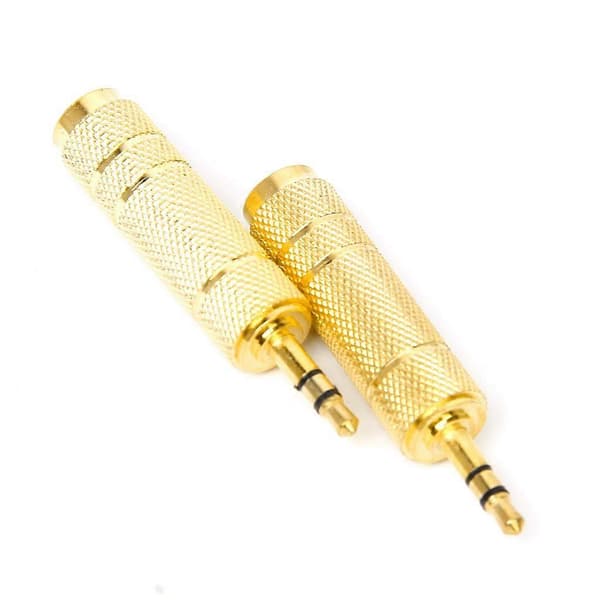 2 Guld 3,5 mm Hanstik til 6,35 mm Hun Stereo Audio Adapter Til Guitar