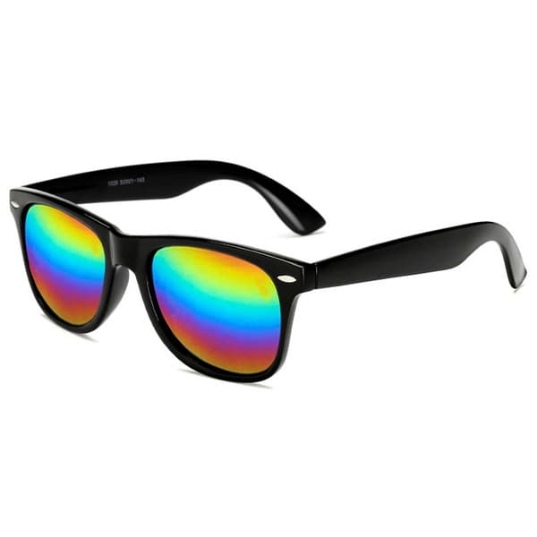 Sorte Wayfarer Solbriller Regnbuefarvede Spejlglas Sort black