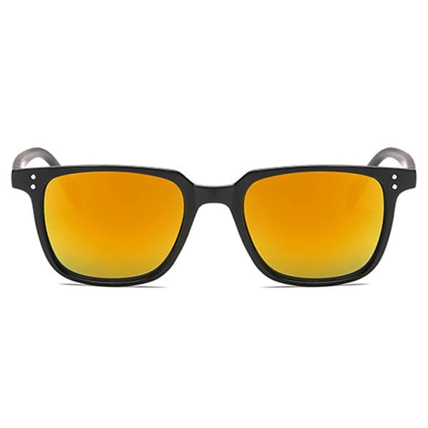 Firkantede sorte solbriller gule spejlglas sorte black