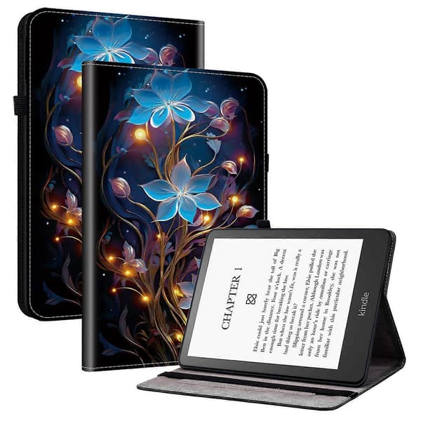 Läderfodral med mönster och kortfack för Amazon Kindle Paperwhite (2024)