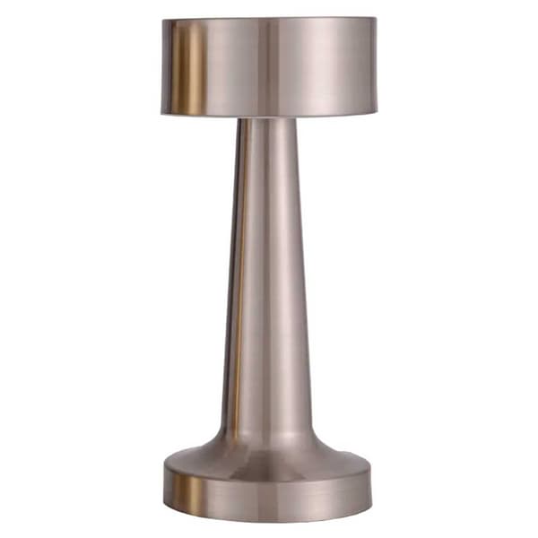 Retro oppladbar bordlampe i metall, dimbar, sølv silver