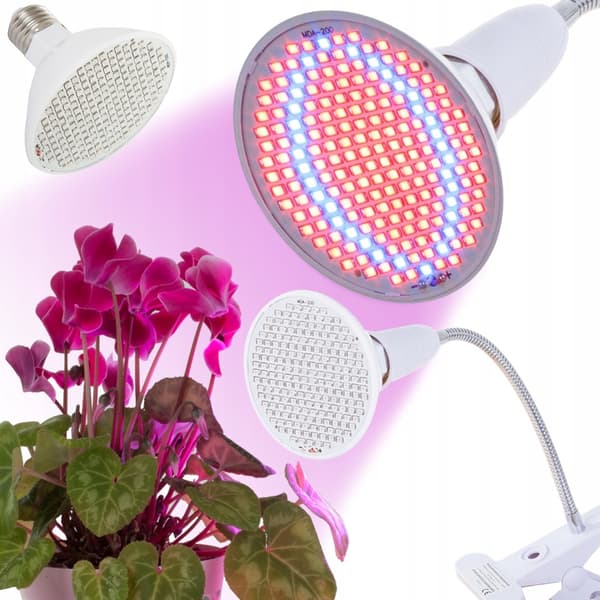 Växtlampa LED 200 dioder 20W – Växtbelysning med klämma & flexibel arm E27 Vit
