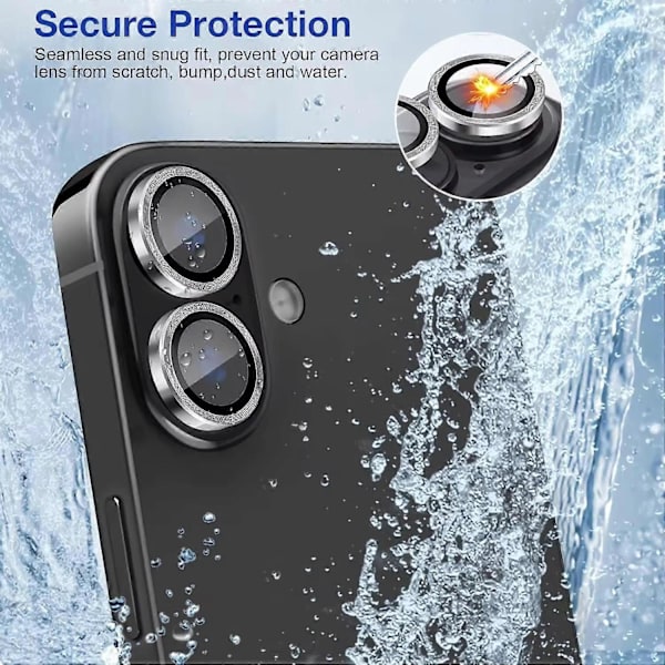 Kamerabeskyttelse til iPhone 16/iPhone 16 Plus - Metal CD-tekstur - Hærdet glas