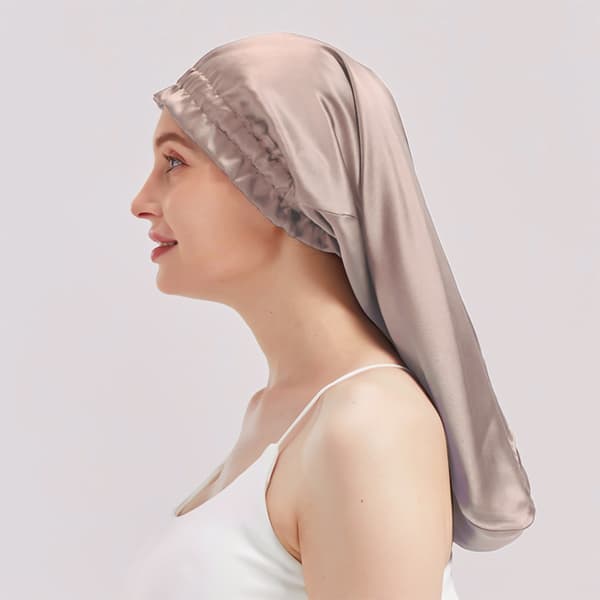 Sovehætte i 100% silke LightPink