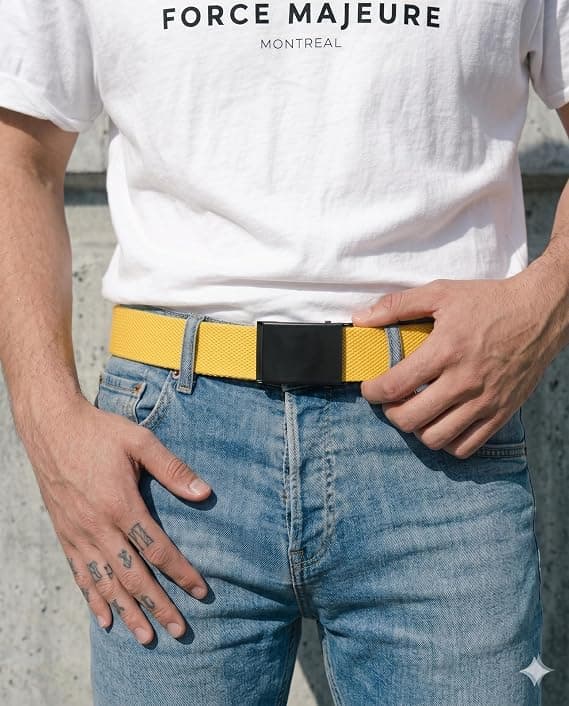 1 STK 140CM Webbing Bælte, Justerbart Åndbart Lærredsbælte Uden Huller Justerbart Design Casual Bælte Gul Yellow 140cm