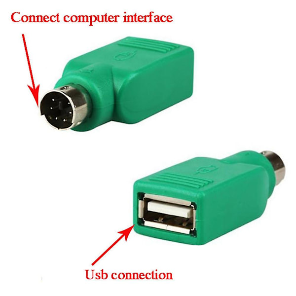 2 st USB Hona till Hane Adapter Konverterare för PS2 Dator Tangentbord Mus