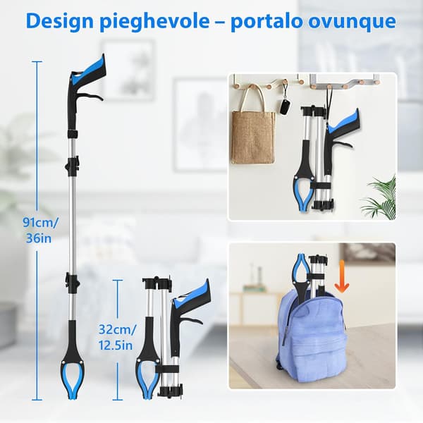 110 cm - Gripehjelp for eldre - Sammenleggbar med solid håndtak og 360° roterende hode - for seniorer