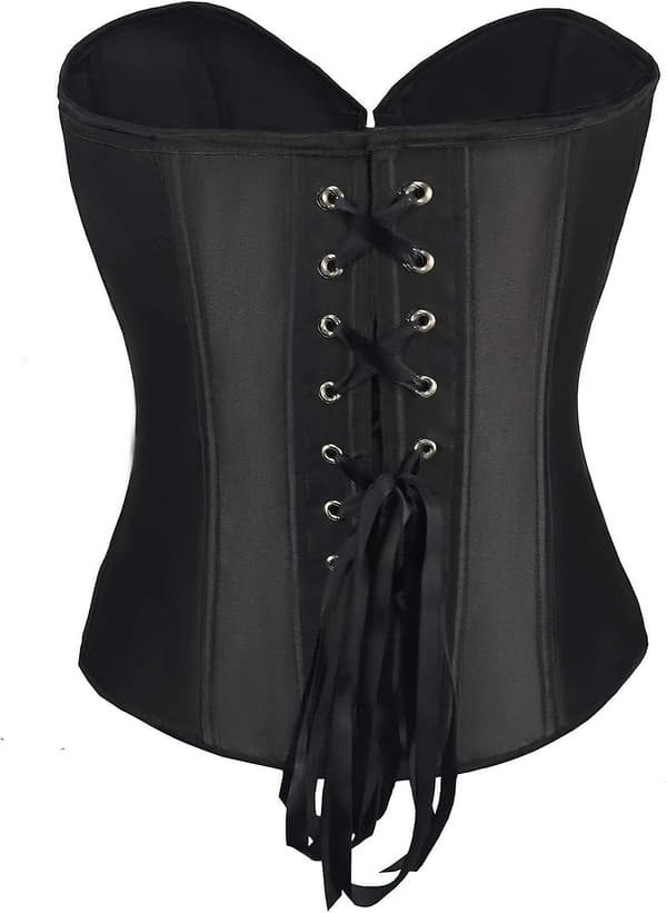 Dame Satin Ensfarvet Bustier Top - Burlesque Basque Former XXL