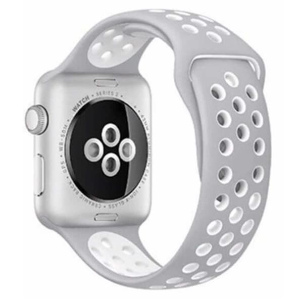 Apple Watch 38/40/41 Armband Silikon Sportarmband Grå Vit Grå gray