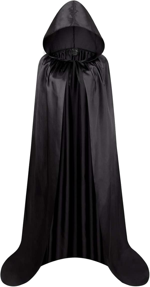 Unisex voksen hættekappe i fuld længde Halloween julekostumefestkappe Størrelse 110 cm Sort 110CM/43" Black