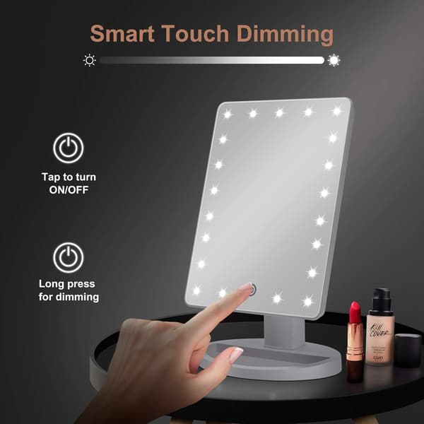 Makeup Spejl med Lys 22 LED Lys Justerbar Dæmpning Touch Sensor, Dobbelt Strømforsyning, 180° Rotation