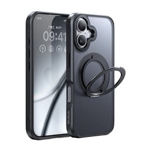 McDodo PC-4931 MagSafe-kuori iPhone 16 Plus -puhelimelle jalustalla (musta)