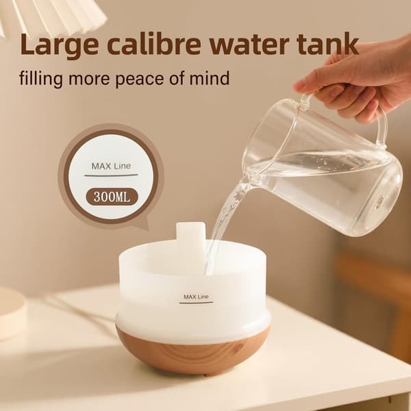 Diffuser, 300 ml Ultralyd Aroma Diffuser til Æteriske Olier, Kølig Tåge Olie Diffusere med 7-farvet LED Lys & Automatisk Slukning