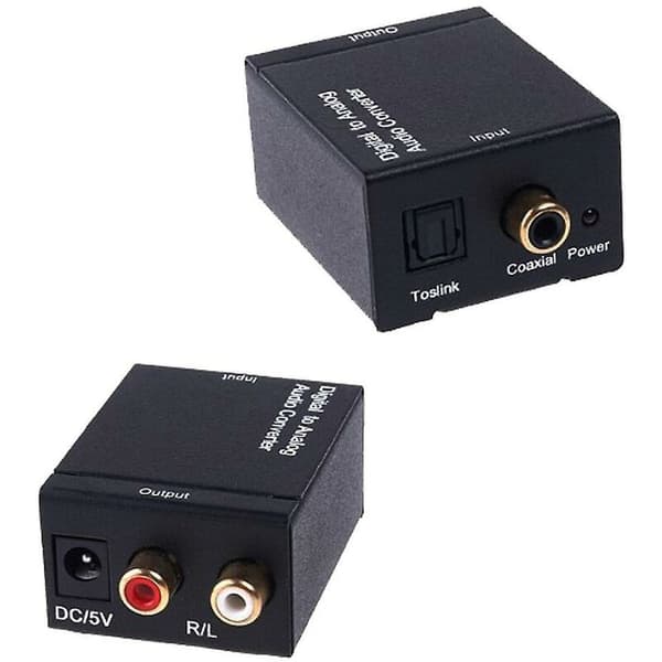 Digital til analog lydkonverter Digital optisk koaksial Toslink til analog RCA L/R lydkonverter forsterkeradapter