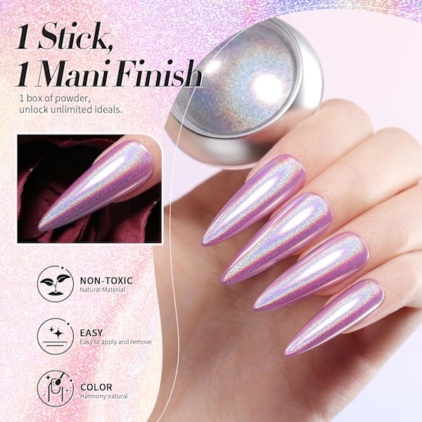 Holografiskt Nagelpulver Fint Regnbågsiriserande Holografisk Effekt Multi Chrome Manikyr Pigment Glitter Damm för Salong Hem Nagel