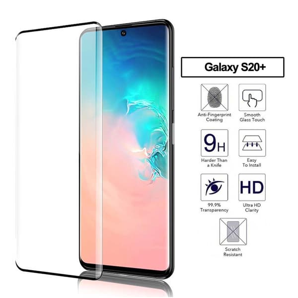 Galaxy S20 Plus Full Coverage HD Skärmskydd Kolfiber Displayfilm svart black