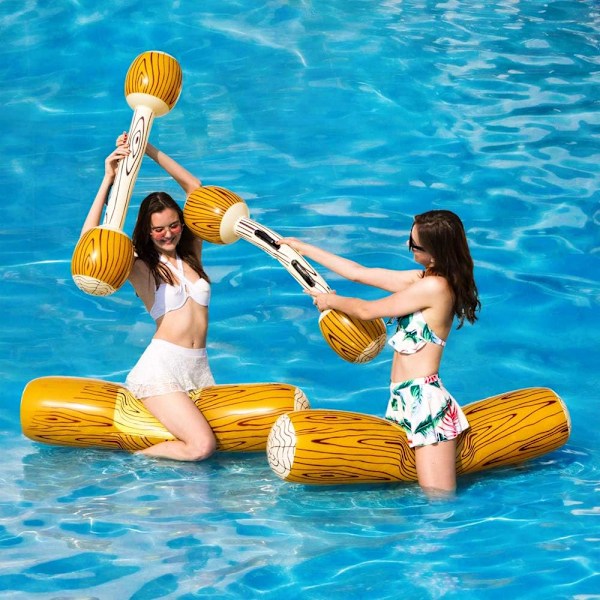 2 st Uppblåsbara Flytande Leksaker, Vuxna Barn Pool Party Vattensport Spel Stockflottar Flytleksaker (Ljus färg)