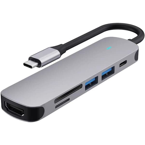 USB C HDMI-hubb, Ms Lula 6-i-1 USB C-hubbadapter med 4K vid 30Hz