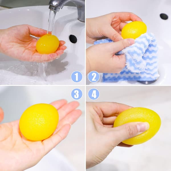 4 stk Gel Håndbolde, Håndterapi Klemøvelse Stressbolde Finger Håndled til Gigt Hånd, Grip Styrkelse og Stressaflastning