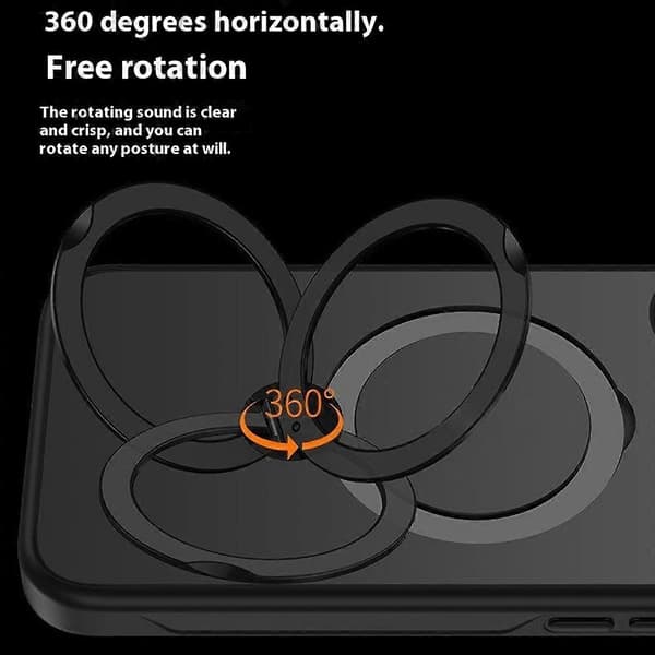 Kotelo iPhone 16 Prolle, yhteensopiva MagSafe PC+TPU pyörivän jalustan kanssa
