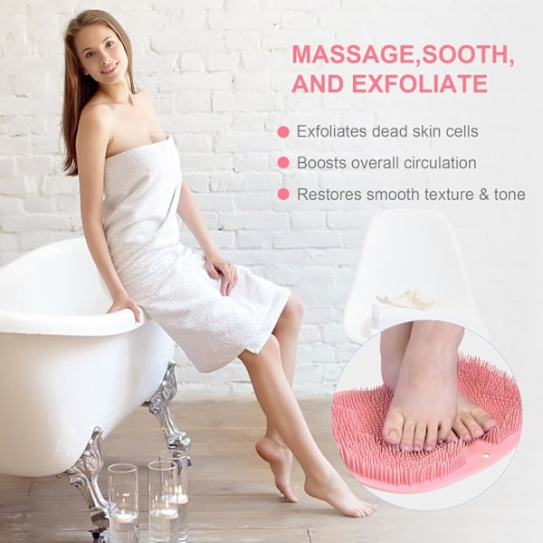 Duschfotsskrubbmatta, Halkfria Sugkoppar, Exfoliering, Spa, Minskar Fotvärk (Blå) pink