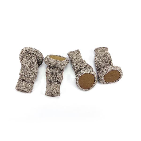Strikkede stolefødder / møbelfødder, 16-pak Khaki Khaki