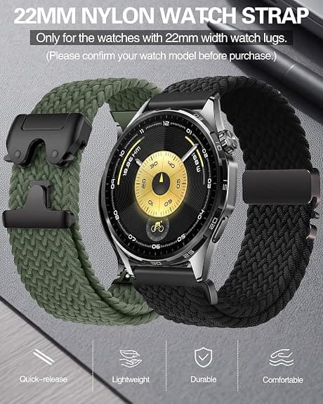 22 mm Quick Release Nylon Urrem til Huawei Watch GT6/5/4/3/2 46 mm, Garmin Forerunner 265/255, Venu4, Samsung Galaxy Watch3 45 mm Gradient Blå