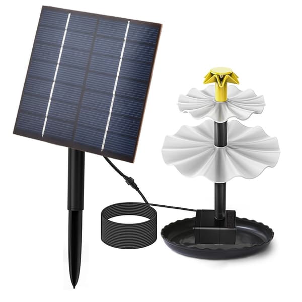 Soldriven fontän med separat solpanel för fågelbad och liten damm