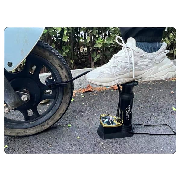Kraftfull Fotpump med Tryckmätare - Cykelpump