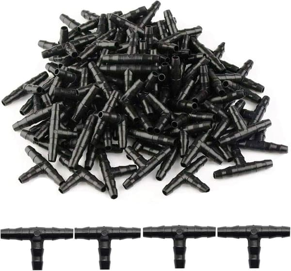 100 st T-rörkoppling 4/7mm - T-koppling PVC Vattning Atomiserande Munstycke Dropp Micro Spray Bevattning