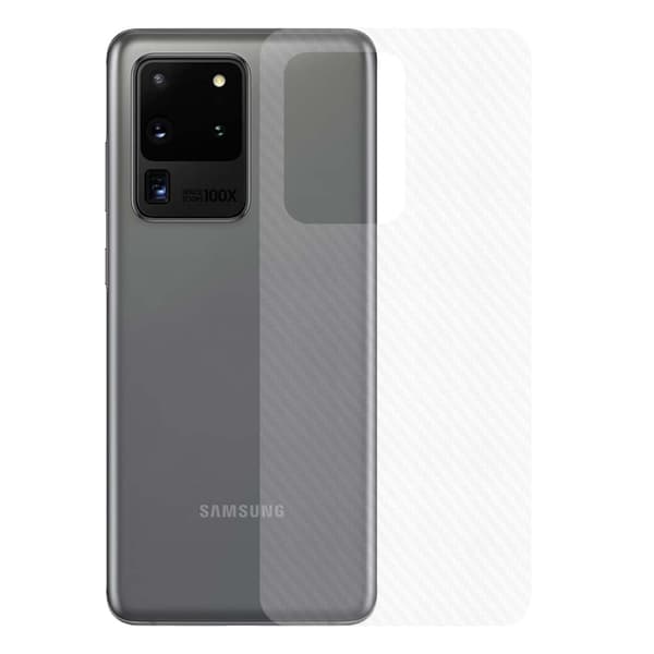 3-pack Galaxy S20 Ultra kolfiberdekal skyddsfilm baksida transparent