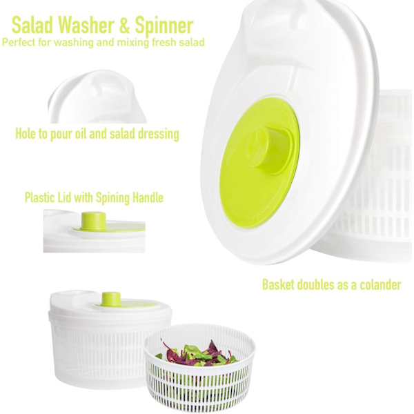 Stor salatslynge i plast, blad-tørrer, salat-afrander