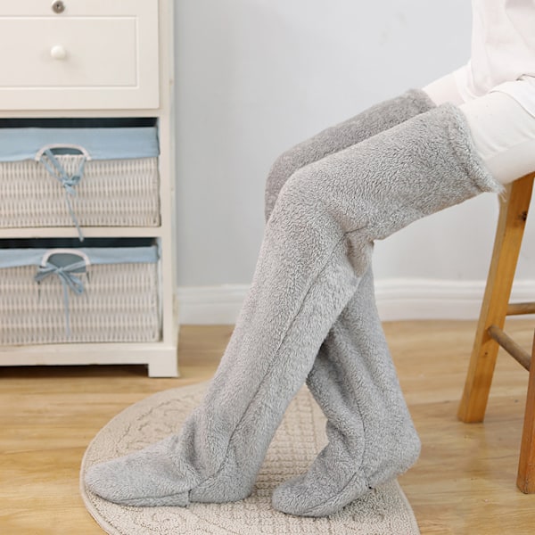 2-pack Vinterlånga Strumpor Vinterbenskydd Vinterbensvärmare Varma Hållande Strumpor för Äldre Grå Gray