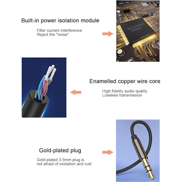Bluetooth-mottaker for bil, USB Bluetooth-auxadapter, Bluetooth 5.0-mottaker med 3,5 mm AUX-kontakt og USB-lydadapter