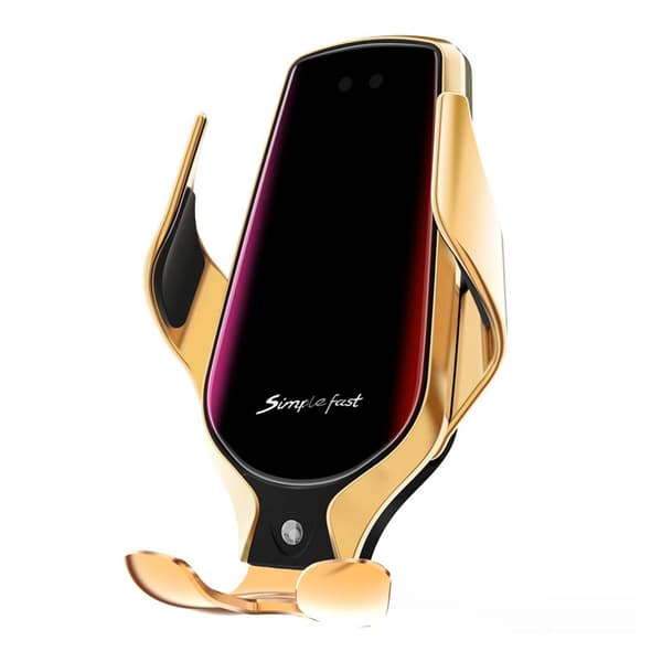 Smart trådløs mobiloplader med mobilholder til bil - Guld gold
