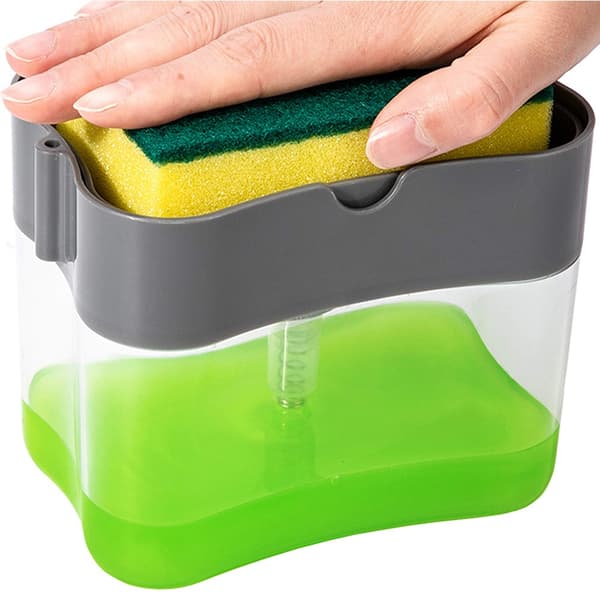 Opvaskemiddeldispenser og svampeholder grå gray