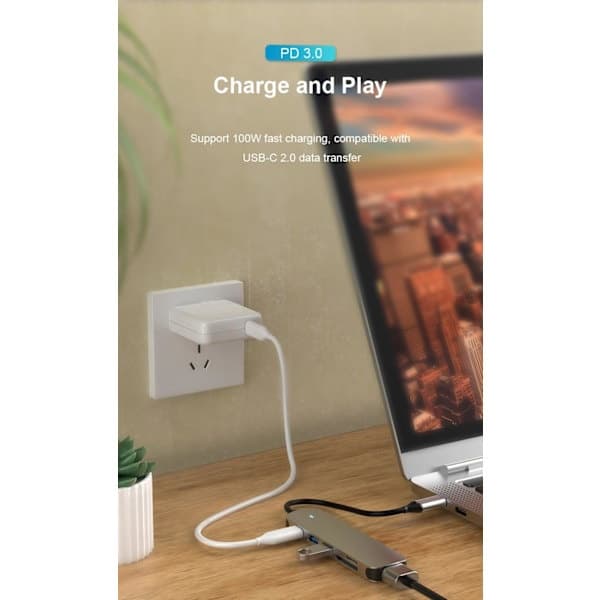 USB C HDMI-hubb, Ms Lula 6-i-1 USB C-hubbadapter med 4K vid 30Hz
