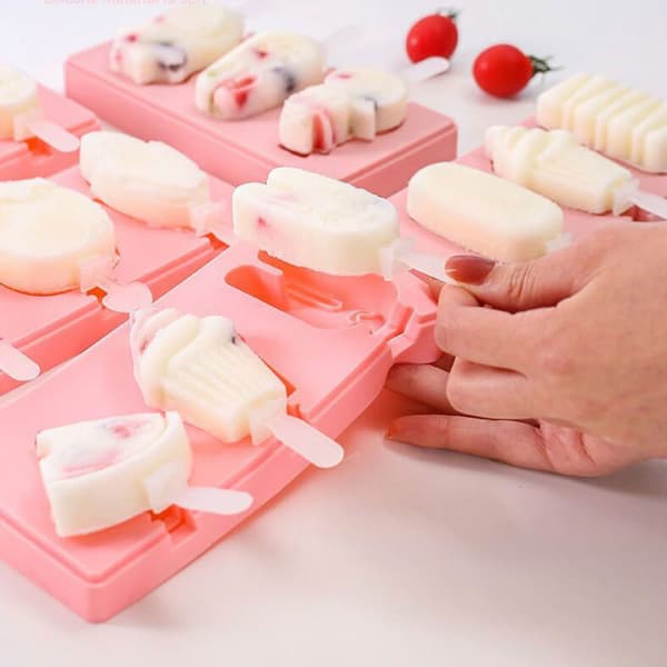 Isform for 3 iskremer - Lag dine egne ispinner hjemme rosa pink