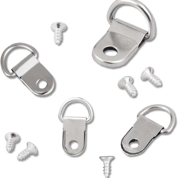 50 sett D-ring opphengsett med skrutrekker for rammer sølv Silver